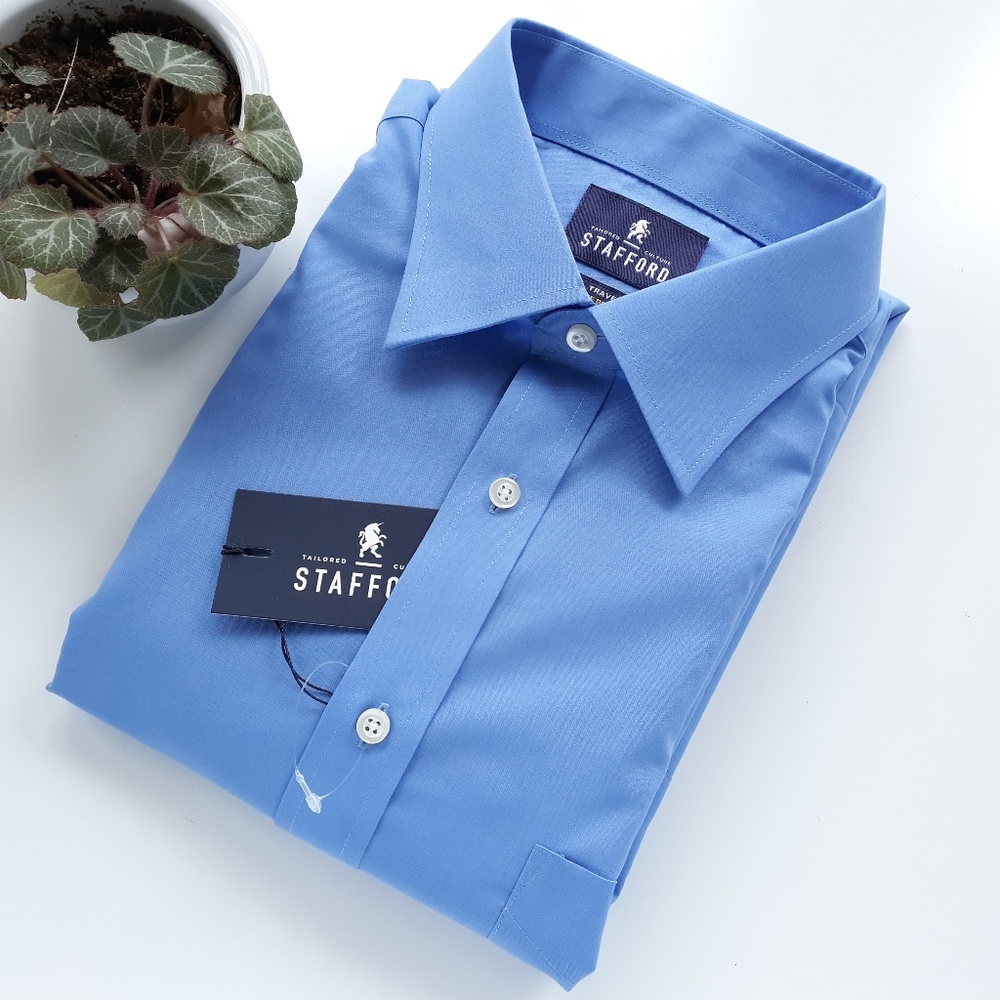 Stafford Mens Blue‎ Shirt NWT 16-16.5 I 32-33